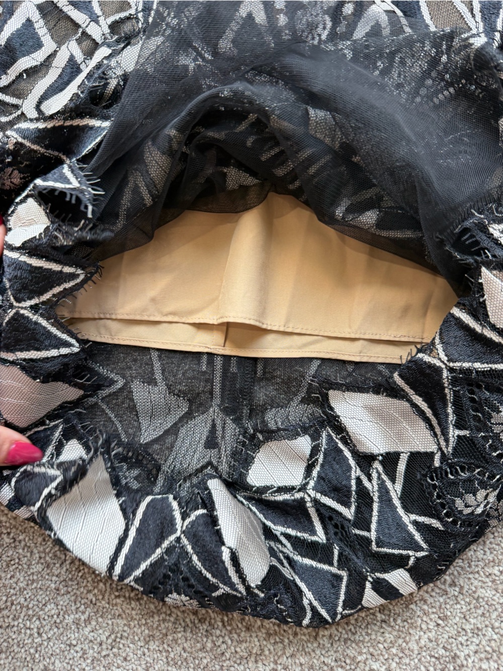 BCBGMaxAzria Black and Silver Metallic Geometric Lace Midi Dress - Picture 7 of 15